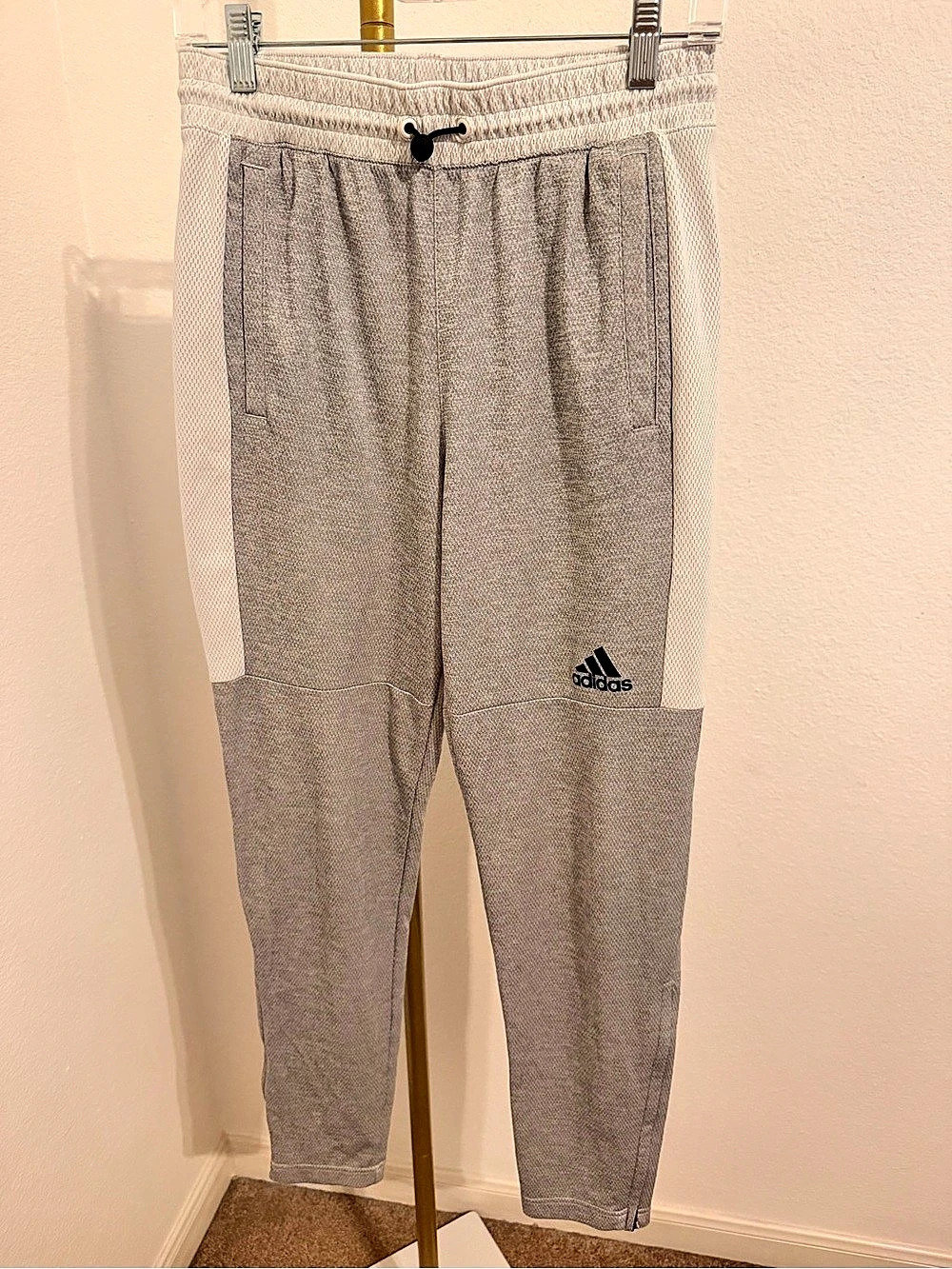 Adidas Originals Nylon Mesh Cuffed Sweatpants Gray Medium